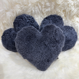 Deep Grey Sheepskin Heart Cushion Exclusive Luxury Interior Furnishings By Guernsey Treasures 2