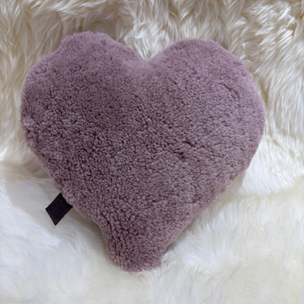 Dusty Rose Sheepskin Heart Cushion Exclusive Luxury Interior Furnishings By Guernsey Treasures 1