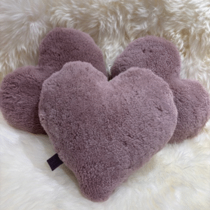 Dusty Rose Sheepskin Heart Cushion Exclusive Luxury Interior Furnishings By Guernsey Treasures 3