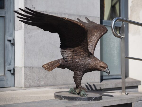 Eagle Wingspread On Marble Base Raptor Bird Of Prey Bronze Sculpture BI010 | Avant Garden Bronzes