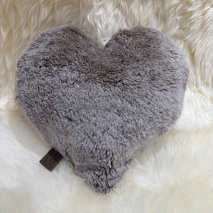 Taupe Sheepskin Heart Cushion Exclusive Luxury Interior Furnishings By Guernsey Treasures 1