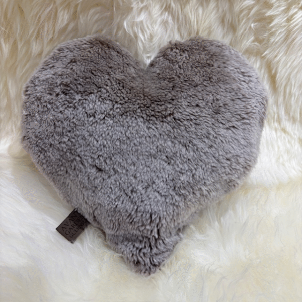 Taupe Sheepskin Heart Cushion Exclusive Luxury Interior Furnishings By Guernsey Treasures 1