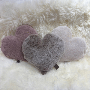 Taupe Sheepskin Heart Cushion Exclusive Luxury Interior Furnishings By Guernsey Treasures 3