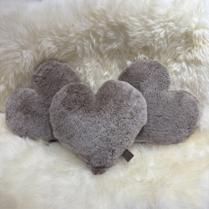 Taupe Sheepskin Heart Cushion Exclusive Luxury Interior Furnishings By Guernsey Treasures 4