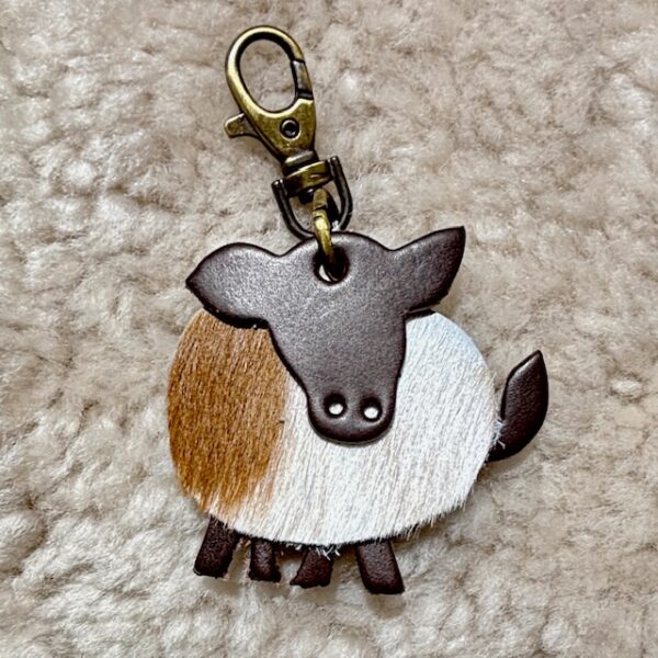 Guernsey Cow Cowhide MooCow Keyring By Guernsey Treasures
