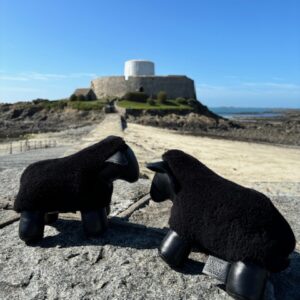Black Sheep Doorstop Handmade Merino Sheepskin And Leather 3 | Guernsey Treasures