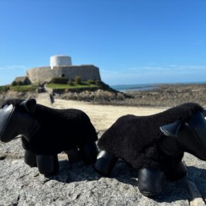 Black Sheep Doorstop Handmade Merino Sheepskin And Leather 2 | Guernsey Treasures