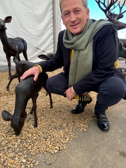 Bronze Deer Fawn Grazing Sculpture baby animal garden statue