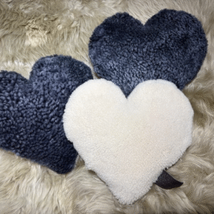 Ecru Sheepskin Heart Cushion Exclusive Luxury Interior Furnishings By Guernsey Treasures