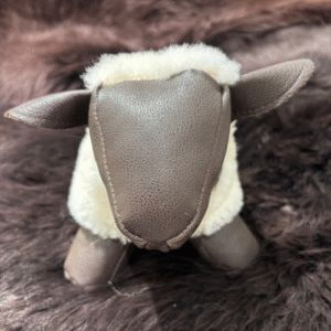 Ecru Sheep Doorstop Handmade Merino Sheepskin And Leather 3 | Guernsey Treasures
