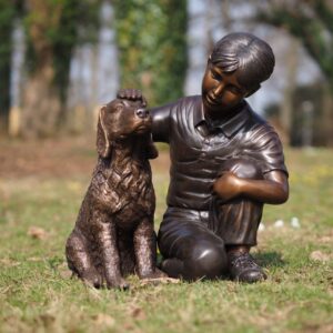 Boy With Pet Spaniel Bronze sculpture 5MTDA.T