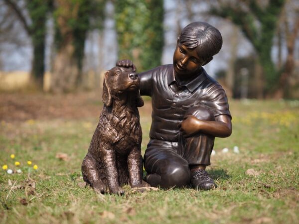 Boy With Pet Spaniel Bronze sculpture 5MTDA.T
