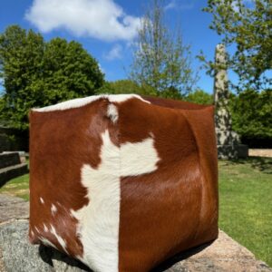 Guernsey Cow Cowhide Cube Pouffe 40x40x40cm Unique Interior By Guernsey Treasures