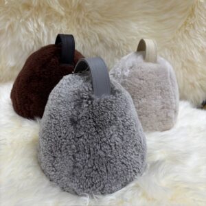 Dumbbell Doorstop Dark Grey Sheepskin Interior Furnishings By Guernsey Treasures - Image 2