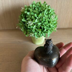 Owl On Heart Mini Cremation Memorial Urn Bronze Sculpture MESU 134