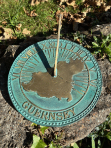 Guernsey Sundial Solid Bronze Verdigris With Roman Numerals AR 20
