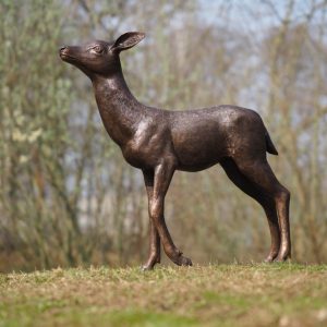 Woodland Deer Baby Fawn Lifesize Garden Art Bronze Animal Sculpture WI 144