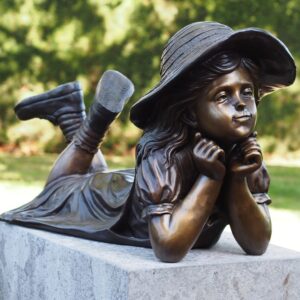 Bronze Girl In Sunhat Lying Down Daydreaming In The Sun Garden Sculpture FIGI 103 | Avant Garden Bronzes