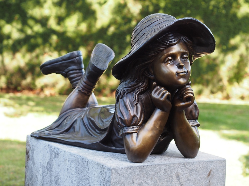Bronze Girl In Sunhat Lying Down Daydreaming In The Sun Garden Sculpture FIGI 103 | Avant Garden Bronzes