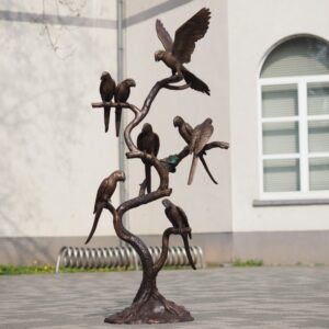 Bronze Tree Of Eight Parrots Perching Garden Sculpture BI 101 | Avant Garden Bronzes