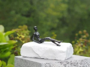 Chill Out Figure on Marble Base MO 73 contemporary bronze sculpture