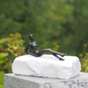 Chill Out Figure on Marble Base MO 73 contemporary bronze sculpture
