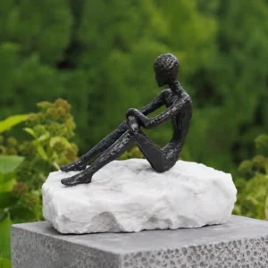 Dreaming Figure on Marble Base MO 77 contemporary bronze sculpture