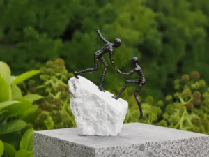 The Climb Couple on Marble Base MO 78 contemporary bronze sculpture