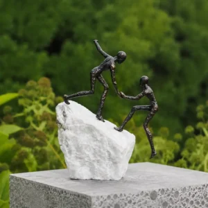 The Climb Couple on Marble Base MO 78 contemporary bronze sculpture